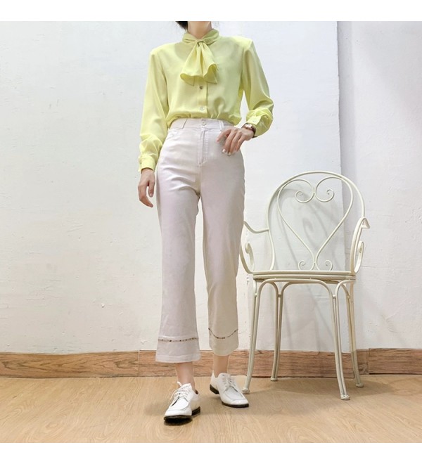 Cotton spring vintage casual straight leg pants